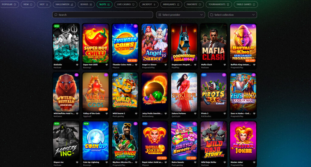 hexabet-casino-game-selection