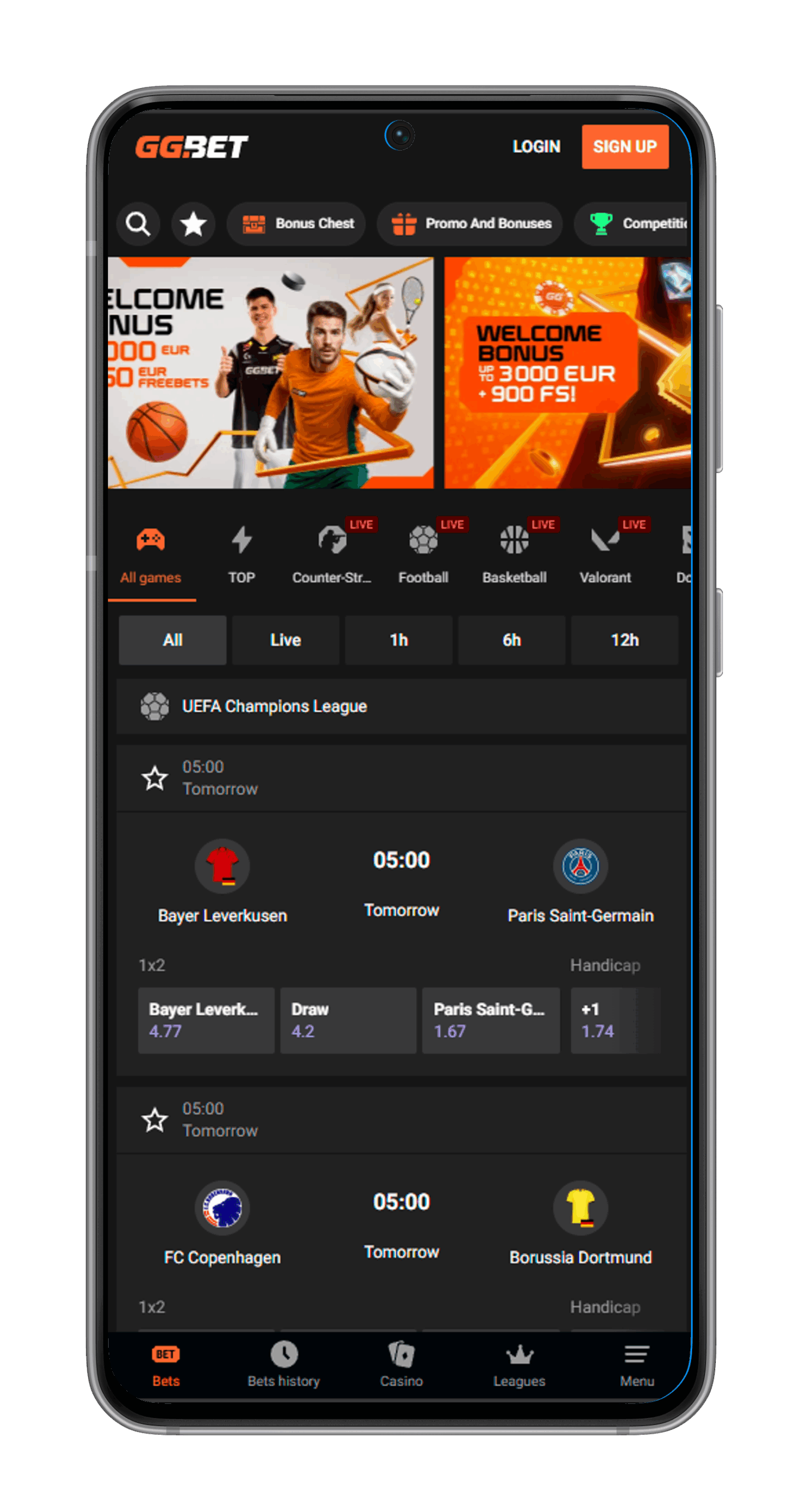 Betting GGbet Mobile app