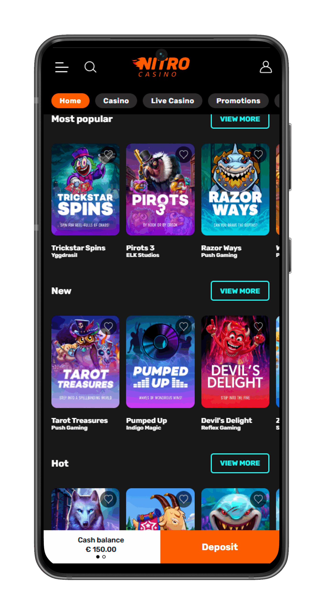 Mobile app Nitro Casino