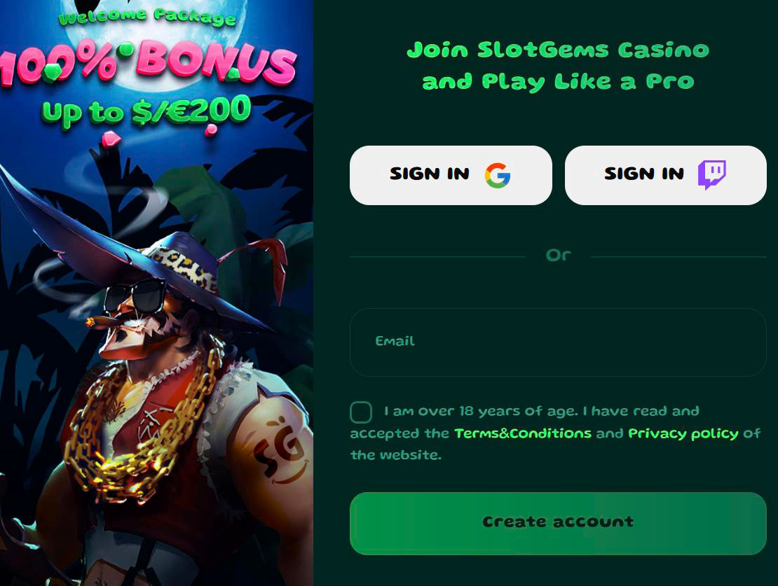 Εγγραφή στο καζίνο slotgems